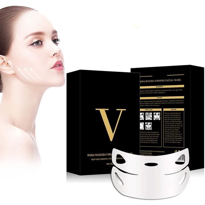 Masque Lifting Visage En V Réutilisable - Ruban Anti Double Menton Pour Raffermir Et Affiner Le Visage, Rose