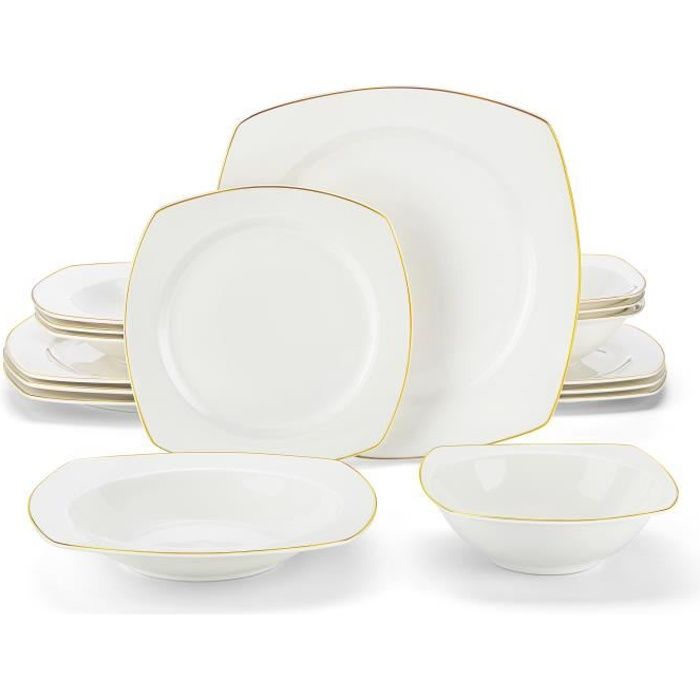 Service De Table Excelsa Andala Red Service De Vaisselle 18 Pièces, Porcelaine Et Céraique, Ulticolore Service 18 Pieces Assiettes