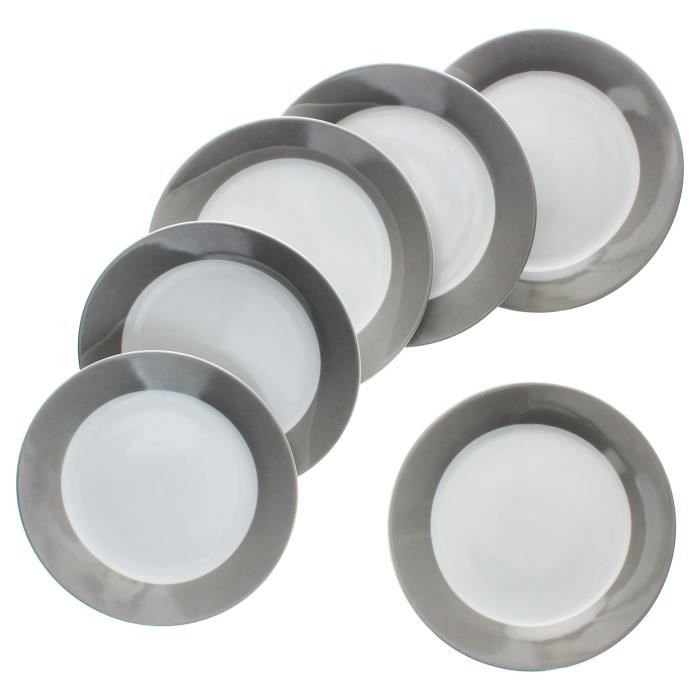 Assiette à dessert - MamboCat - Variant - Set de 6 pièces - Porcelaine - Gris
