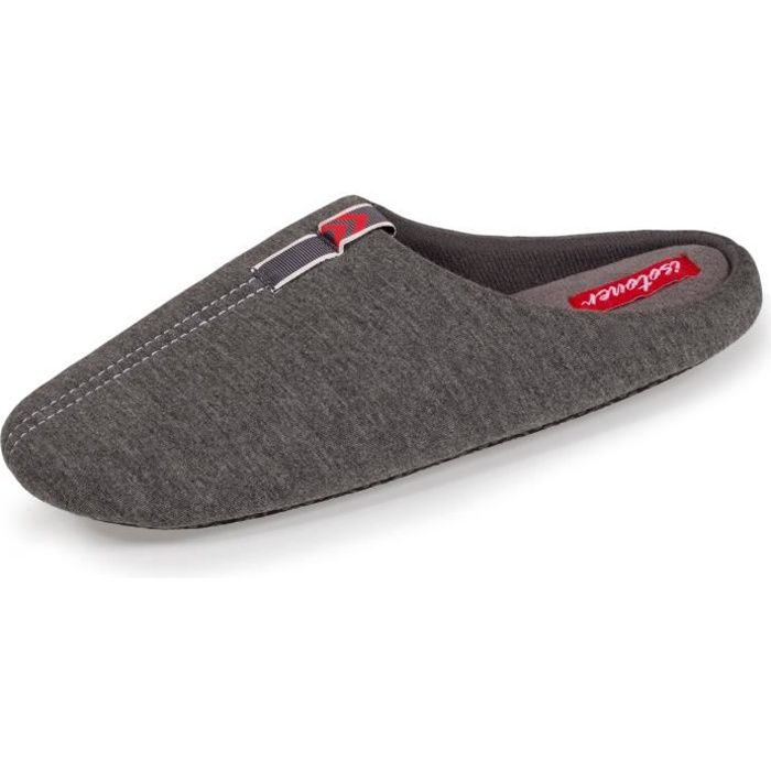 Chaussons mules homme gris chin fonc ISOTONER textile