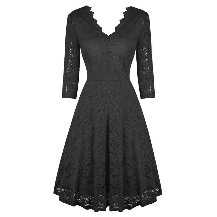 Robe SCFDL en dentelle ?� manches courtes ?�l?�gant Un cocktail Mini robe en dentelle ligne robe 