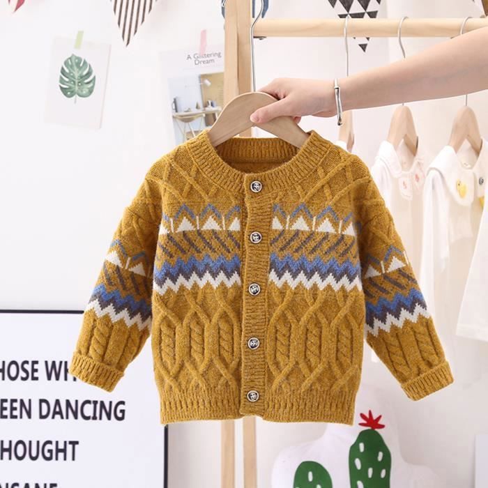 Tout Petits Enfants Bebe Fille Pull Solide Tricot Crochet Vetements Manteaux Cardigan Tenues Jaune Jaune Cdiscount Pret A Porter