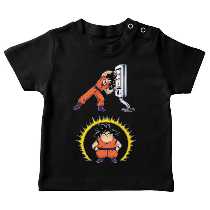 T Shirt Bebe Noir Parodie Dragon Ball Z Dbz Sangoku Mac Fusion T Shirt De Qualite Premium De Taille 24 Mois Imprime En Noir Cdiscount Pret A Porter