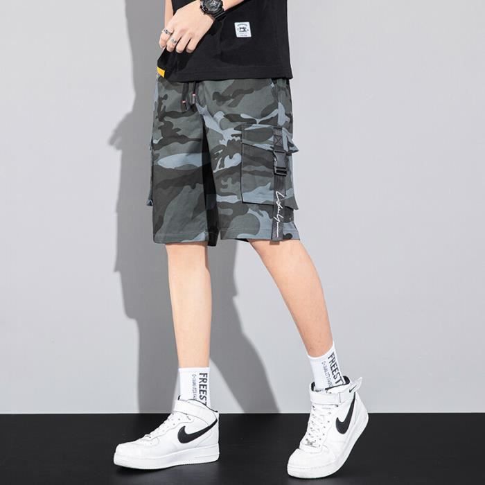 Short cargo camouflage Homme imprimé all over SAKE Vert