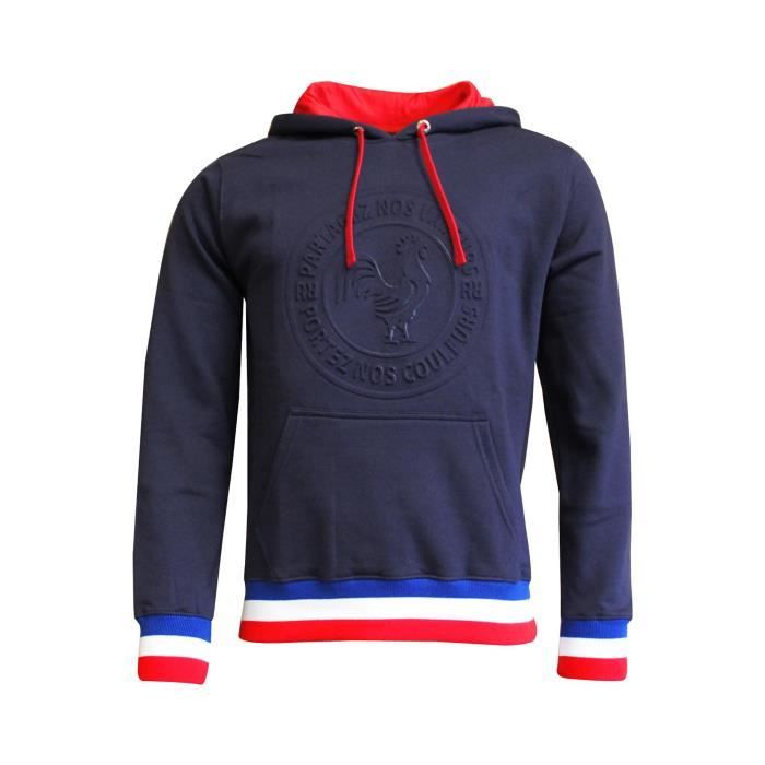 Sweat Capuche Homme WRU - Bleu Vintage - Rugby - Taille S - 80% Coton - Pull
