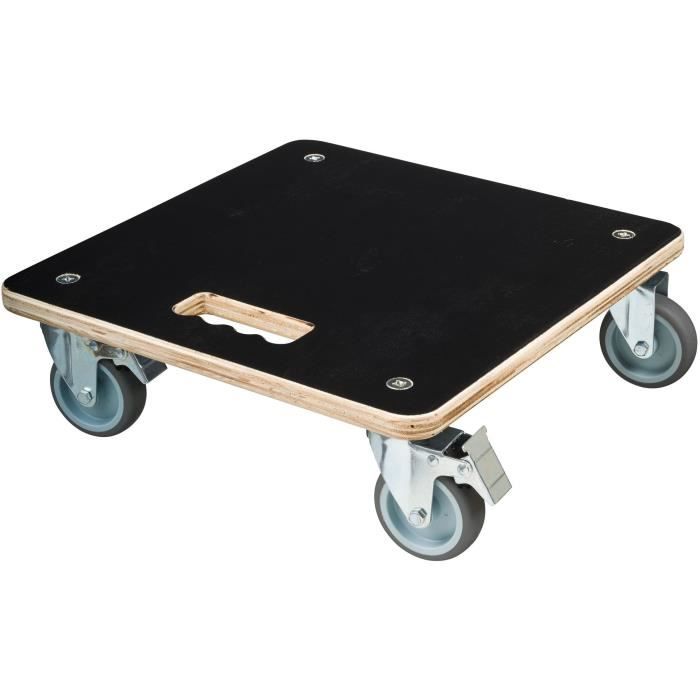 Tablette à roulettes pour plantes - NATURE - Chariot à plantes carré - Bois noir - 38x38 cm - Charge 250 kg