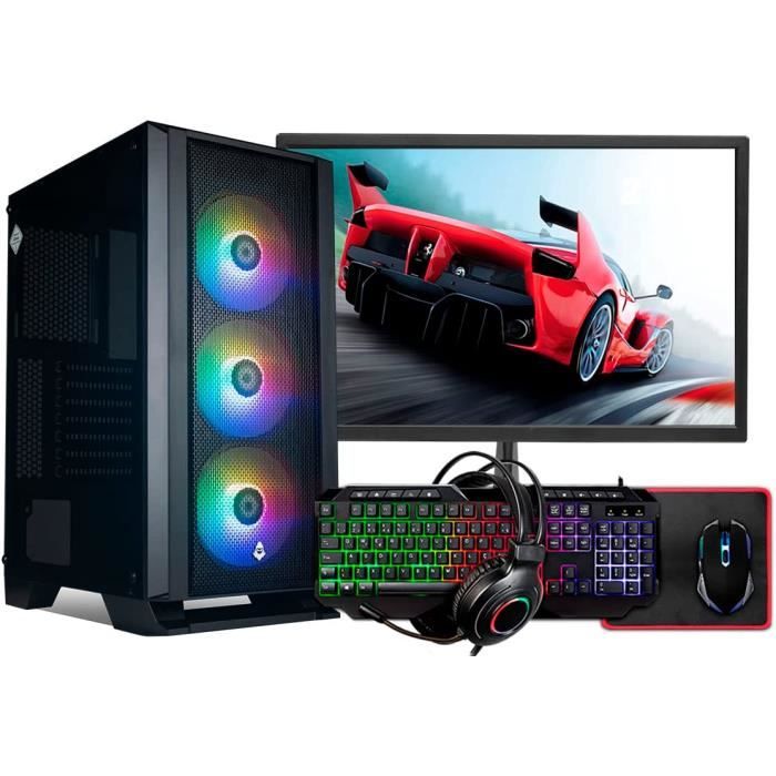 PC GAMER COMPLET I5 SSD 1TO GTX 1650 16 GO ECRAN 27 POUCES CLAVIER SOURIS RGB CASQUE AUDIO