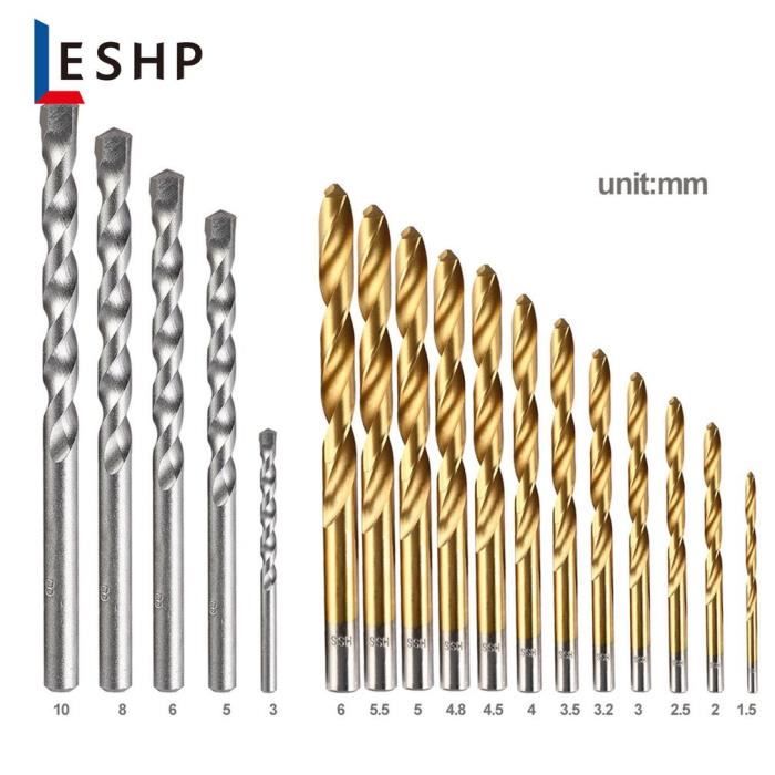 10 Forets Hélicoïdaux Longs 1,5 Mm – Acier Rapide, Longueur 70 Mm, Pour Métal, Bois, Plastique