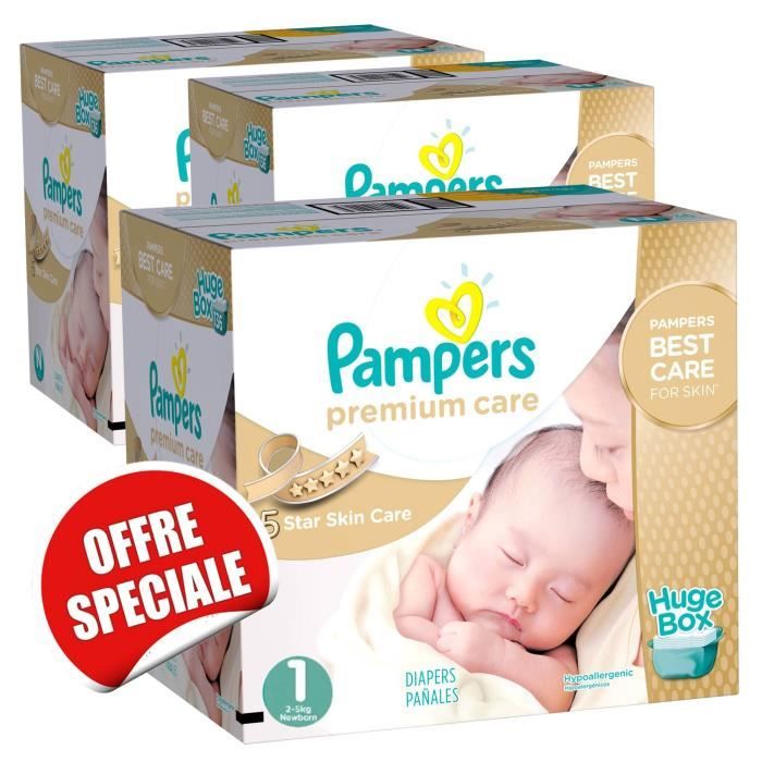 Pampers Taille 1 416 couches bébé premium care Cdiscount
