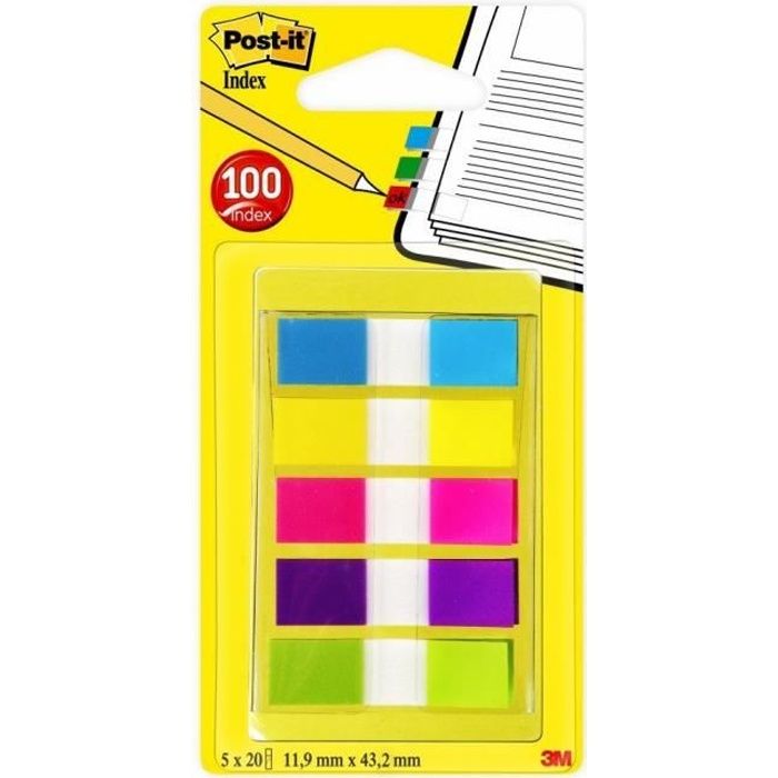 Post-it Lot De 100 Marque-Pages 11,9 X 43,2 Mm Motif Vichy - Flèches Et Couleurs