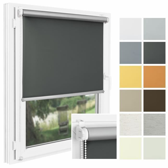P+R Store Enrouleur Occultant sans Perçage MIDI TERMO - 60 x 215 cm - Gris - Isolation Thermique