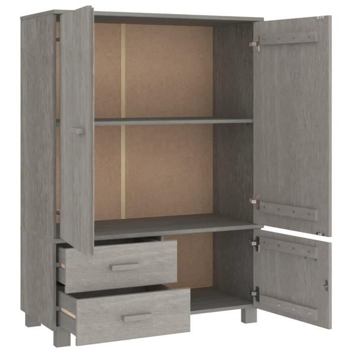 ABB Garde-robe HAMAR Gris clair 99x45x137 cm Bois massif de pin ...