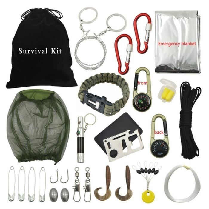 Kit Survie Urgence Kit D'Urgence Extérieur 12-en-1 Kit De Survie Camping Randonnée Outils Tactiques SOS Boîte Outils Multifonctions Camping