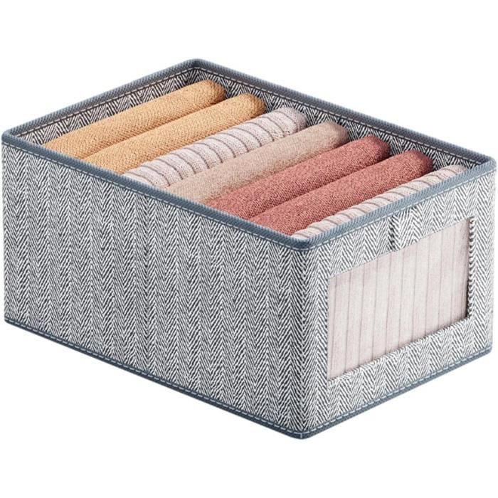 DECOMOMO Lot De 3 Organiseurs De Draps De Lit, Très Grand Lit Et Grand Lit Organiseurs De Placards En Lin Et Rangement Avec Fenetre Gris