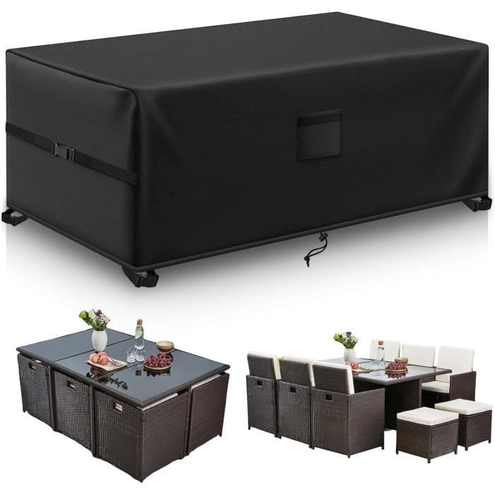 Housse De Protection Pour Salon De Jardin 210D Oxford 242x162x100cm Noir HOUSSE POUR MEUBLES DE
