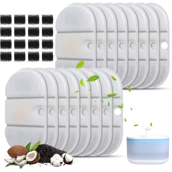 40 Filtres Pour Fontaine à Eau Chat - Compatible PLWF105/115/005 | Charbon Actif + éponge | Pack économique