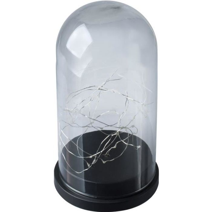 Cloche en verre avec socle lumineux 17 x 25,5 cm