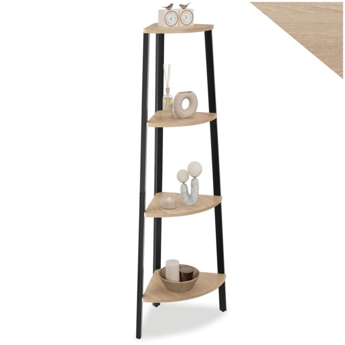 Bibliothèque - TECTAKE - Étagère dangle NEWBRIDGE au style industriel en bois et acier sur 4 niveaux 34 x 34 x 125 cm - Bois clair
