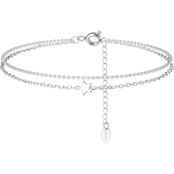 Bracelet De Cheville Femme – Argent Sterling 925, Fin, NEUF