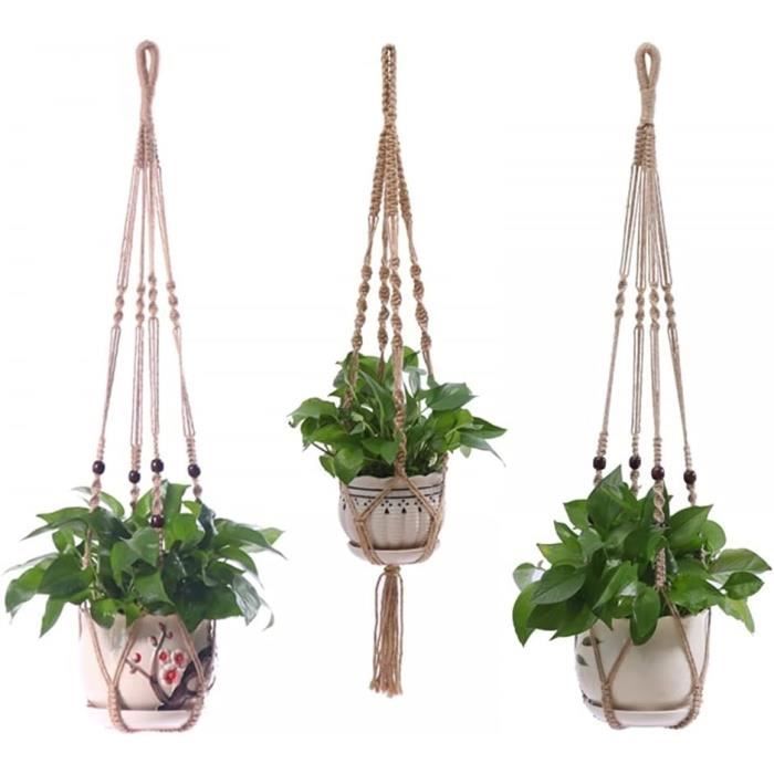 DIXIE STORE Panier à Fleurs Suspendu En Rotin - Pot Décoratif Avec Chaîne 30x30x33 Cm Marron Clair