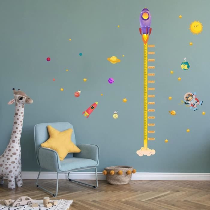 Rocket Altitude Map Stickers Muraux Enfants Bébés Garçons Filles Stickers Muraux Espace Planètes