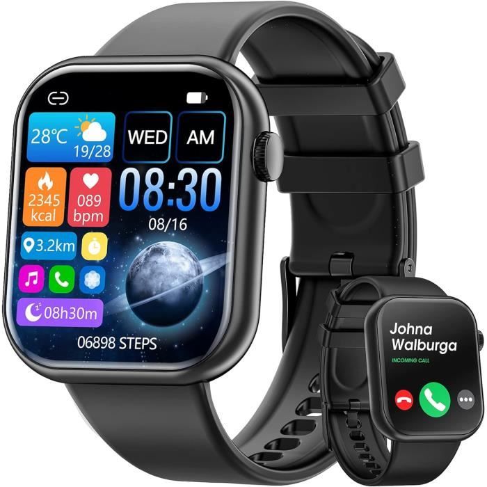 Nouvelle Montre Connectée SENBONO G93 Hommes Femmes, Écran Carré 1,85'', Sport, Étanche, Appel Bluetooth, Moniteur Fréquence Cardiaque