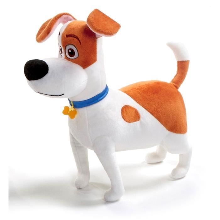 Peluche Max Chien Blanc Avec Des Taches Brunes 28 Cm