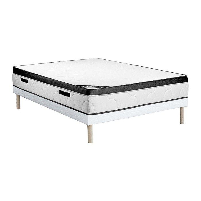 Sommier Tapissier 160x200 Cm Beige Effet Bois - Bois Et Tissu - Occasion