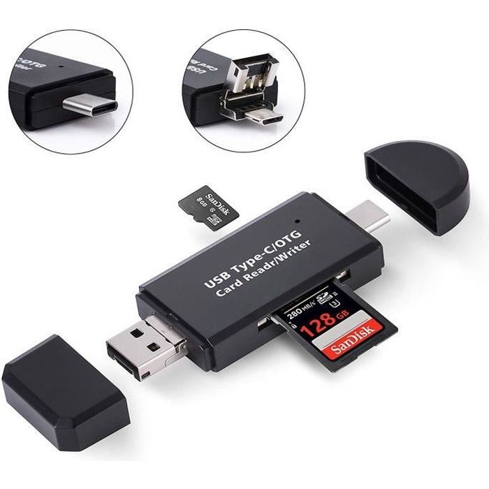 ViewTek RD320 - Lecteur Enregistreur de Carte SD & Micro SD pour Ports USB / Micro USB / USB-C USB Type C) / OTG - Lecteur externe
