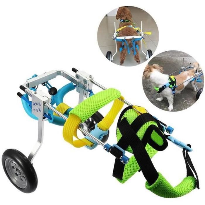 pc44115-animal chariot fauteuil roulant xxs à 2 roulettes corde de traction chien chat handicapé postérieurs auxiliaires outil mar