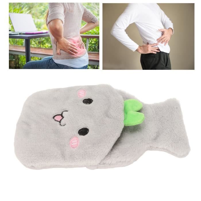 Bouillotte Eau Chaude Ilauke 1L - 3 En 1 Avec Housse Peluche + Ceinture + Entonnoir - Gris