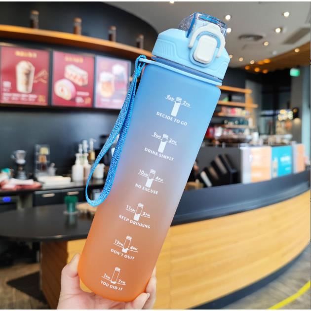 Grande bouteille d'eau motivationnelle de 1 gallon, cruche d'eau de sports avec le marqueur de