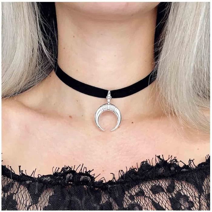 Bijou Collier Lune Ras Du Cou Tour De Cou En Velours Avec