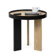 Table basse BRUNO 50 placage chêne et noir TEMAHOME - Contemporain - Design - Rond-1