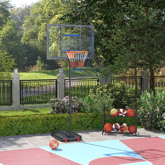 AIYAPLAY Panier de Basket, Hauteur réglable de 210-260 cm, Panier de Basket extérieur et intérieur avec Roues, Base de lestage, Cadeau pour garçon et Fille, Bleu AIYAPLAY Panier de Basket, Hauteur réglable de 210-260 cm, Panier de Basket extérieur et intérieur avec Roues, Base de lestage, Cadeau pour garçon et Fille, Bleu