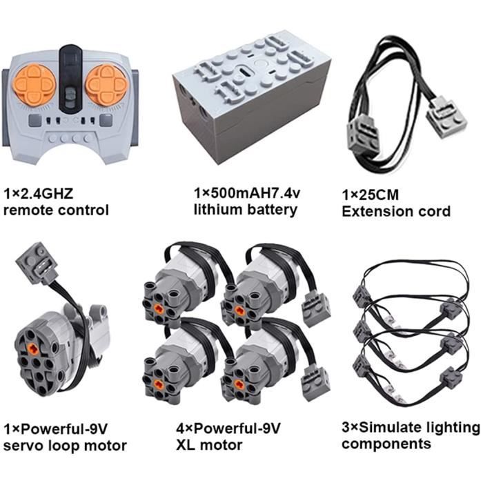 ZCXX 11 pièces Technique Power Funtions Set télécommande moteur servomoteur  boîte de batterie rallonge câble de câble lumineux pour voitures  techniques, compatible avec Lego Technic : : Jeux et Jouets