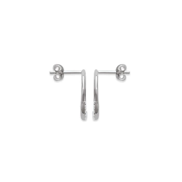 Boucles D'oreilles En Argent Massif Rodé Or Blanc - Serties De Zircons, Occasion