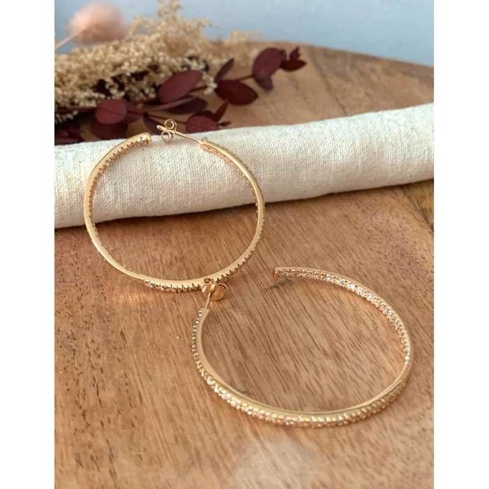 Boucles D'Oreilles Créole - Diamètre 7 Cm - Neuf Avec Étiquettes - Modèle Grand Cerceau