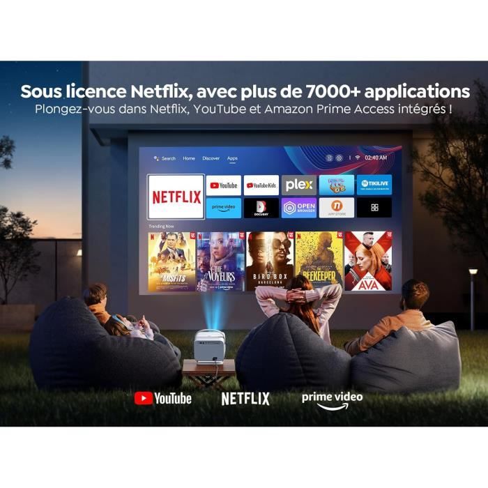 Videoprojecteur Netflix Intégré, Dolby 20W Projecteur Video Natif Full