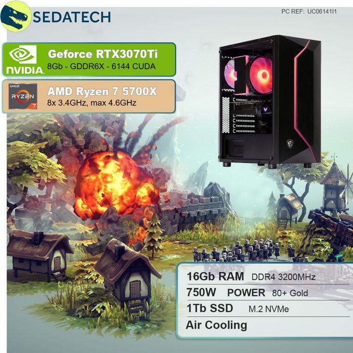 PC Gamer, AMD Ryzen 5, RX5700, 250Go SSD NVMe1