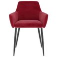 (421504) [Meilleures Mobiliers] Lot de 2 Chaises de salle à manger - Chaise de cuisine Chaise à dîner Rouge bordeaux Velours-2