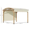 Pergola bois design arche toile de toit rétractable anti-UV UPF30+ dim. 3,2L x 3,08l x 2,42 m beige 320x308x242cm Beige-2