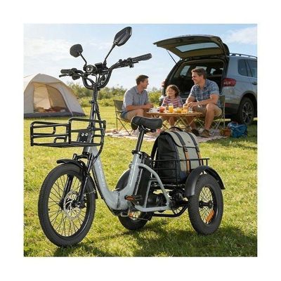 Tricycle électrique Pour Adulte – 24 Pouces, 3 Modes (électrique, Assistance, Pédalage), Batterie 36V 12Ah, Charge 180 Kg, Panier Arrière