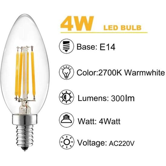 ZMH E14 LED Blanc chaud Ampoules Vintage - T22 LED Ampoule E14 Ampoules 2W  2700K Lampe à économie d'énergie Light Bulbs Retro Edison Ampoules à  filament Verre 360° Angle de rayonnement, 2 pièces