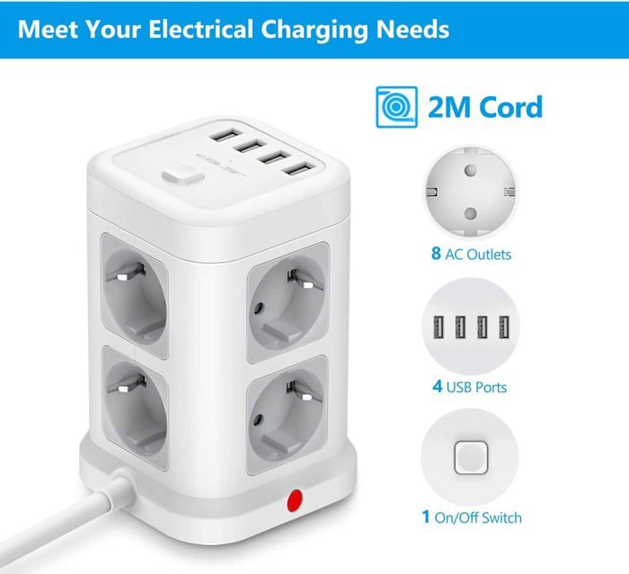 Multiprise USB 8 Prises Bloc Tour Multiprise Electrique USB avec 4 ...