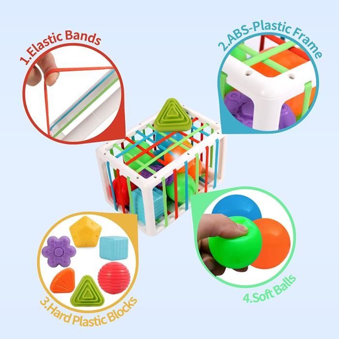 Afufu Cube D'Activités Montessori – Busy Board 8 Fonctions – 1-3 Ans