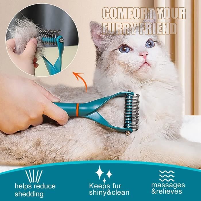 2 Peignes Démêlants Pour Chien Et Chat - Acier Inoxydable, Dents Arrondies, Anti-nœuds Et Anti-mue