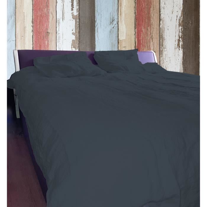 Housse De Couette 100% Lin Lavé LNT France - 140x200 Cm - Sable - Fermeture Bouteille