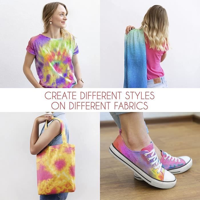 Kit Tie-dye 12 Couleurs - Teinture Textile Pour Vêtements, Activité Manuelle Enfants/adultes