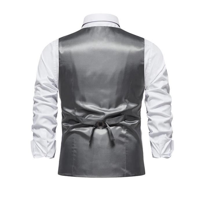 Gilet D'affaires Homme - Col V, Sans Manches, Coupe Ajustée - Couleur Crème - Mariage, Bureau, Occasion Décontractée